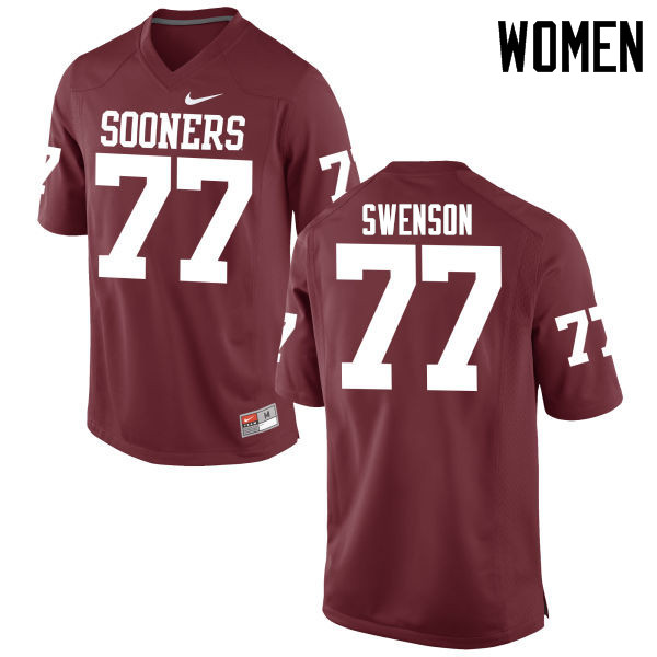 Women Oklahoma Sooners #77 Erik Swenson College Football Jerseys Game-Crimson